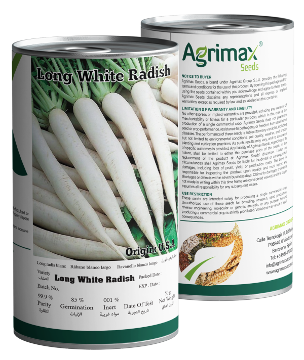 Agrimax Long White Radish Seeds (50g) - Premium Daikon Variety for High-Quality Yields
