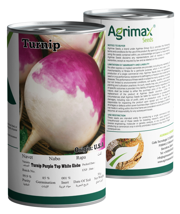 Agrimax Turnip Purple Top White Globe Seeds (50g) - High-Yield Heirloom Variety for Tender & Sweet Roots