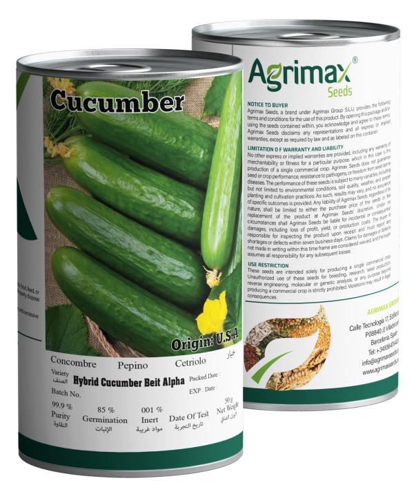 Agrimax Hybrid Cucumber Beit Alpha Seeds (50g) - Premium Middle Eastern Variety for Crisp & Seedless Fruits