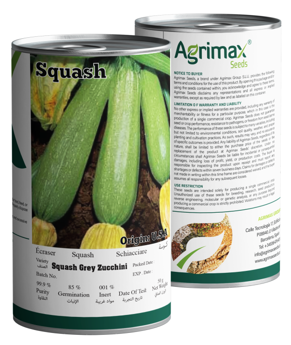 Agrimax Squash Grey Zucchini Seeds (50g) - Heat-Tolerant High-Yield Variety for Professional Farming