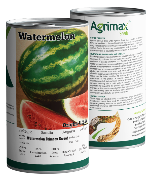 Agrimax Watermelon Crimson Sweet Seeds (50g) - Premium High-Sugar Variety for Large & Vibrant Fruits