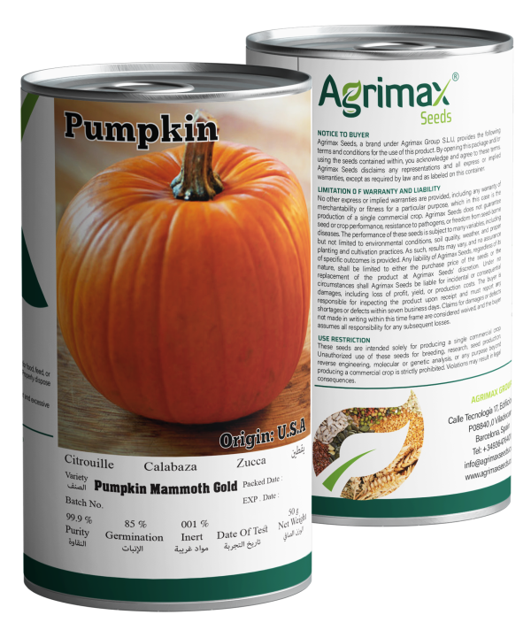 Agrimax Pumpkin Mammoth Gold Seeds (50g) - Premium Giant Variety for Extra-Large & Vibrant Fruits