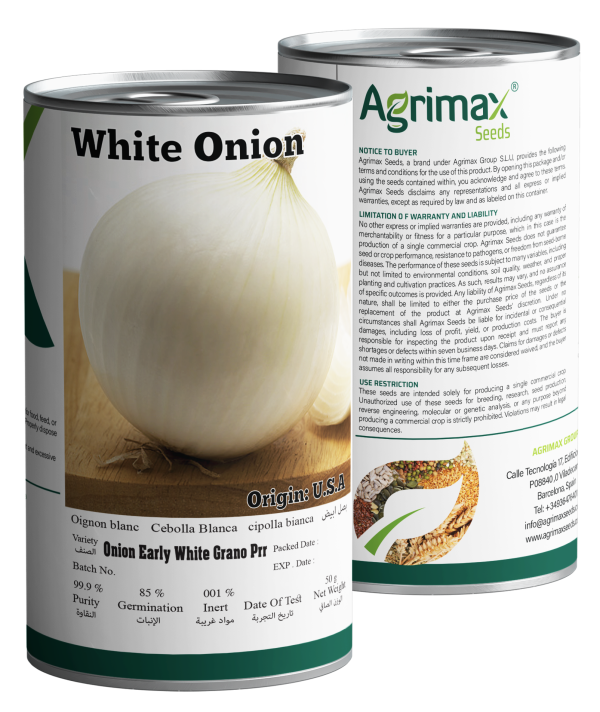 Agrimax Onion Early White Grano PRR Seeds (50g) - Premium Short-Day Variety for Sweet & Large White Bulbs