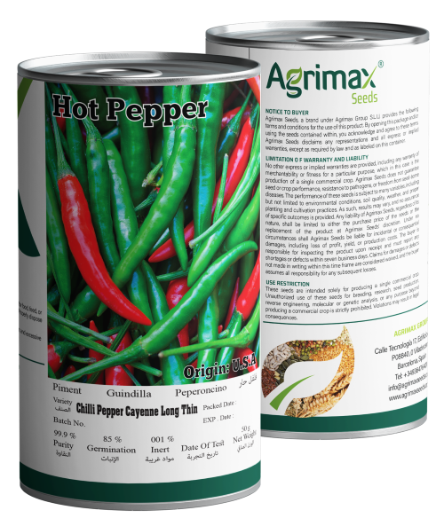 Agrimax Chilli Pepper Cayenne Long Thin Seeds (50g) - Premium High-Heat Variety for Pungent & Slender Pods