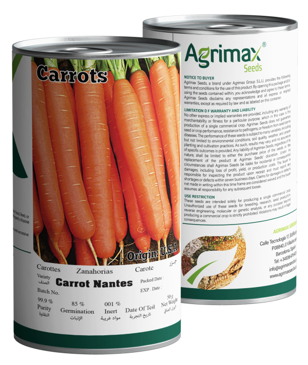 Agrimax Carrot Nantes Seeds (50g) - Premium High-Yield Variety for Coreless & Sweet Roots