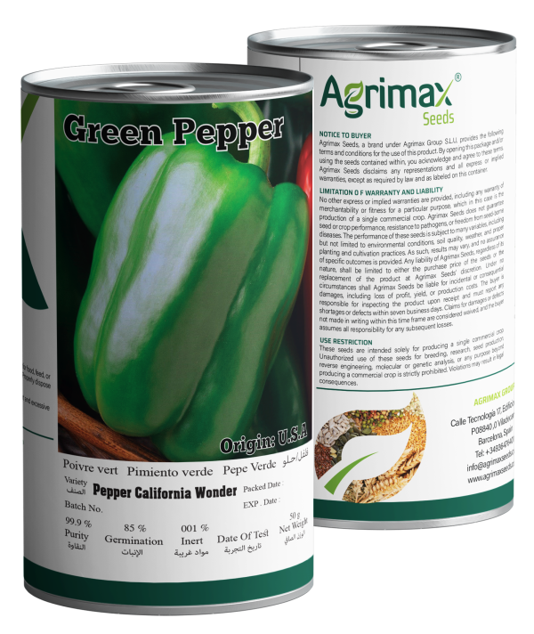 Agrimax Pepper California Wonder Seeds (50g) - Premium Bell Pepper Variety for Large, Thick-Walled Fruits