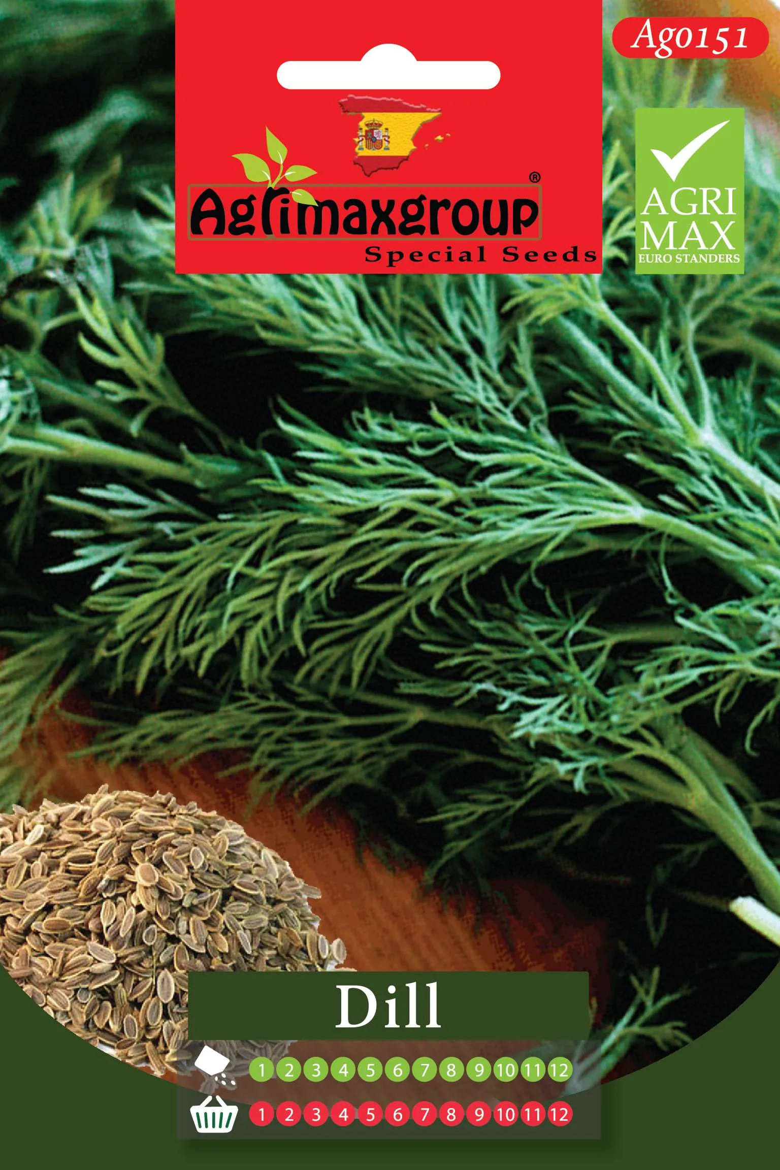 Agrimaxgroup Premium Dill Seeds (AG0151) – Aromatic Spanish Herb Seeds for Indoor and Outdoor Home Gardening, 1-12 Month Year-Round Sowing & Harvest, Non-GMO Euro Standard