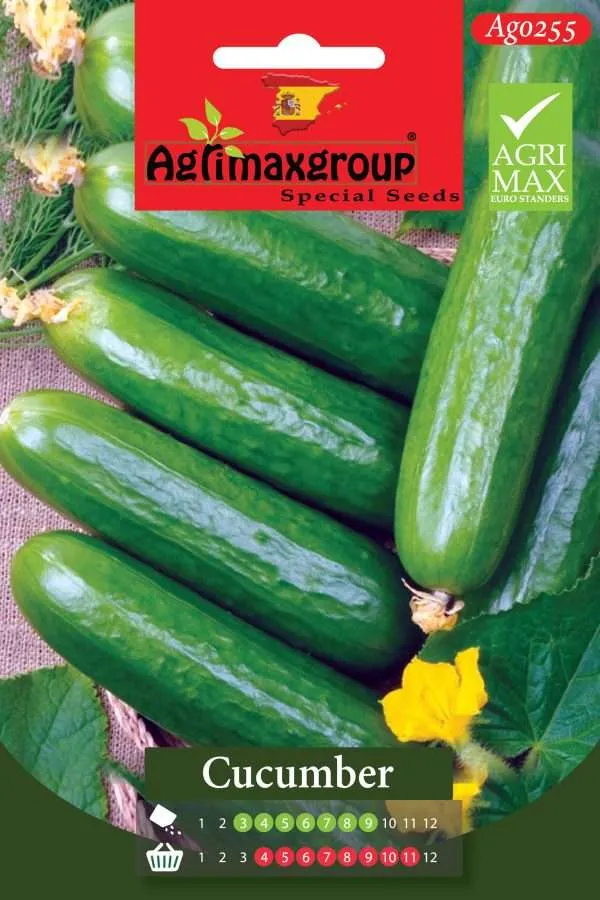 Agrimaxgroup Premium Cucumber Seeds (AG0255) – High-Yield Spanish Variety for Indoor and Outdoor Home Gardening, Long-Season Sowing & Harvest, Non-GMO Euro Standard