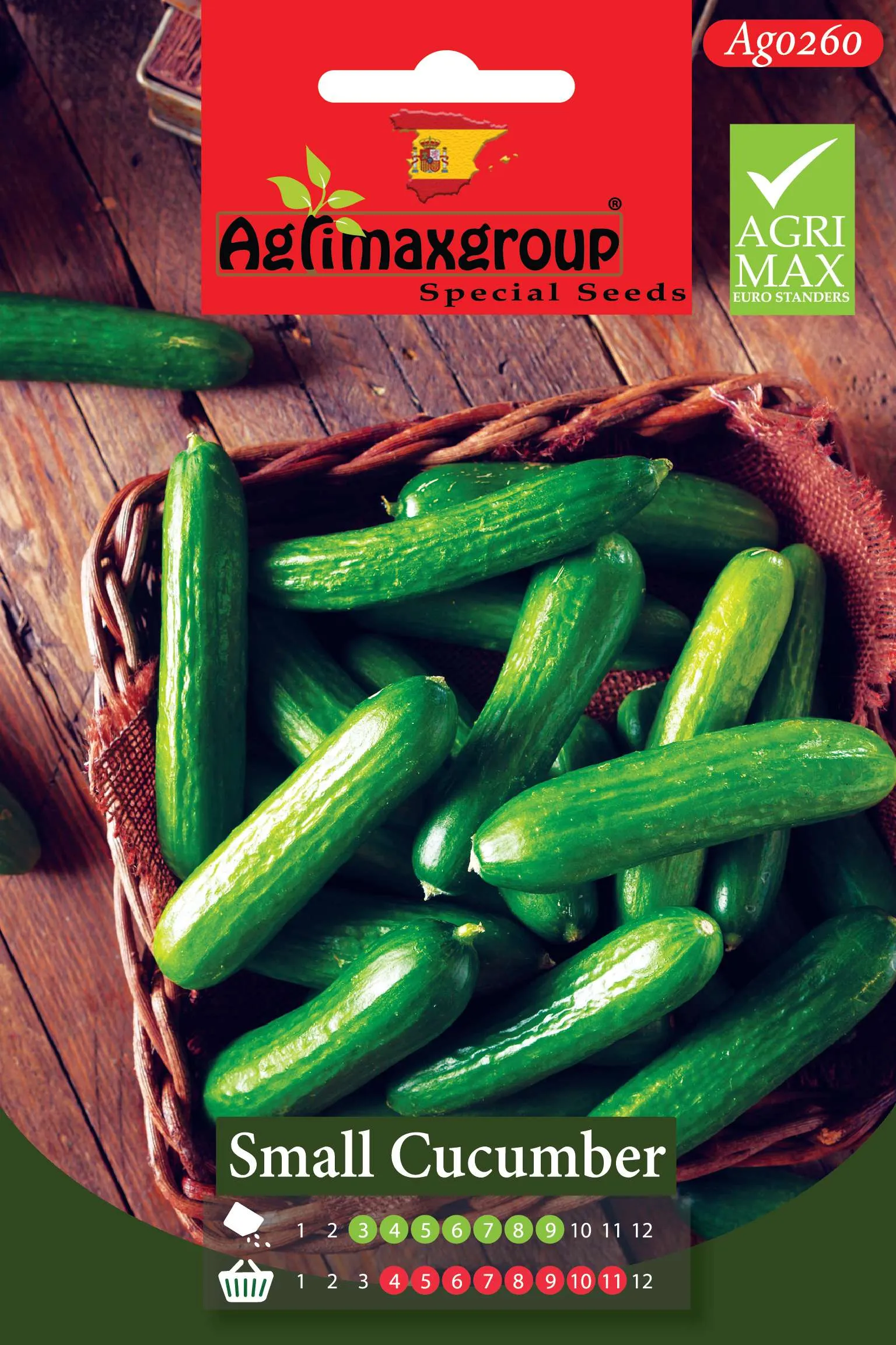 Agrimaxgroup Premium Small Cucumber Seeds (AG0260) – High-Yield Spanish Baby Cucumber Variety for Indoor and Outdoor Home Gardening, Long-Season Sowing & Harvest, Non-GMO Euro Standard