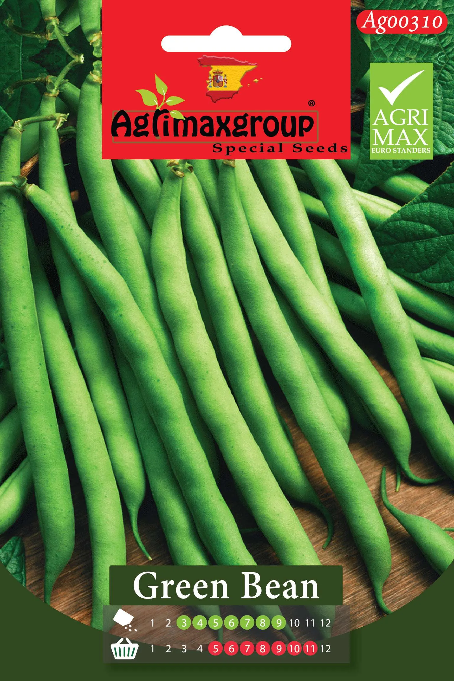 Agrimaxgroup Premium Green Bean Seeds (AG00310) – High-Yield Spanish String Bean Variety for Indoor and Outdoor Home Gardening, Long-Season Sowing & Harvest, Non-GMO Euro Standard