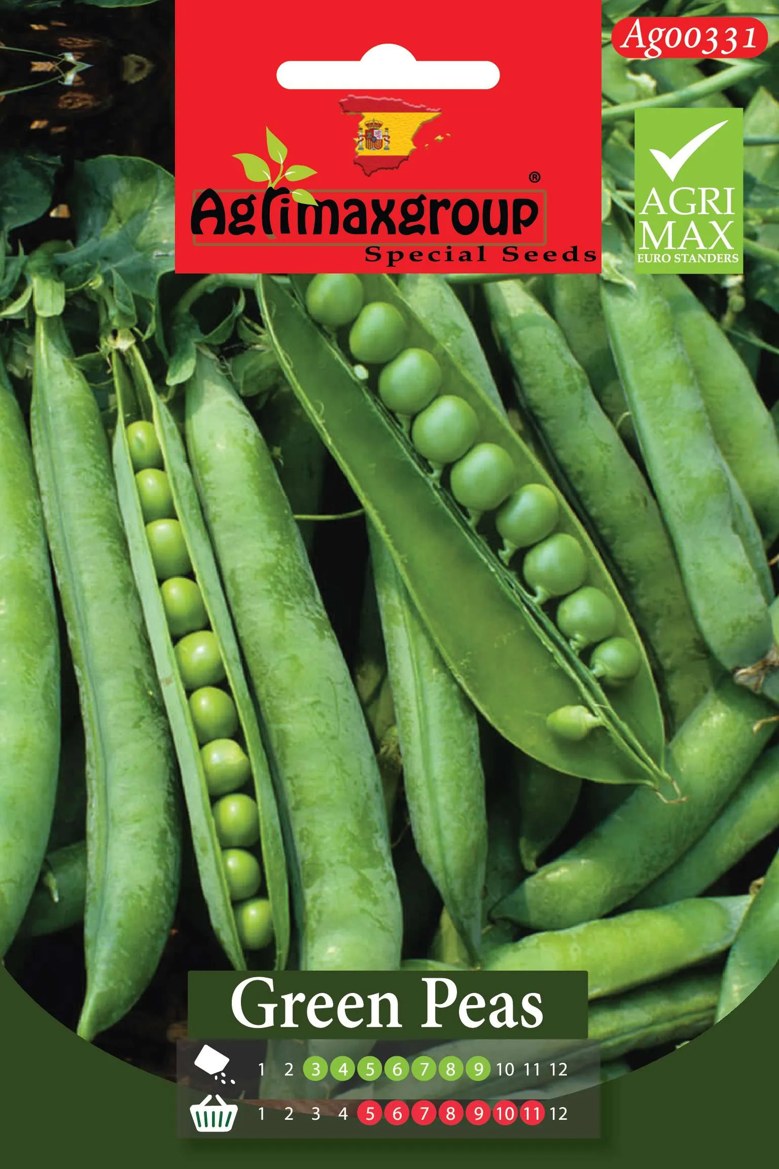 Agrimaxgroup Premium Green Pea Seeds (AG00331) – High-Yield Spanish Shelling Pea Variety for Indoor and Outdoor Home Gardening, Long-Season Sowing & Harvest, Non-GMO Euro Standard