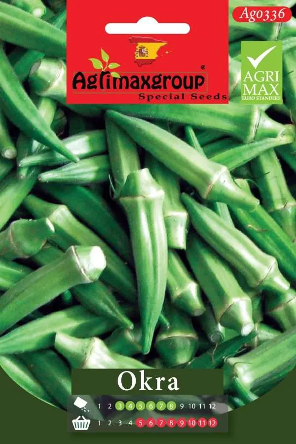 Agrimaxgroup Premium Okra Seeds (AG0336) – High-Yield Spanish Lady Finger Variety for Indoor and Outdoor Home Gardening, Long-Season Sowing & Harvest, Non-GMO Euro Standard