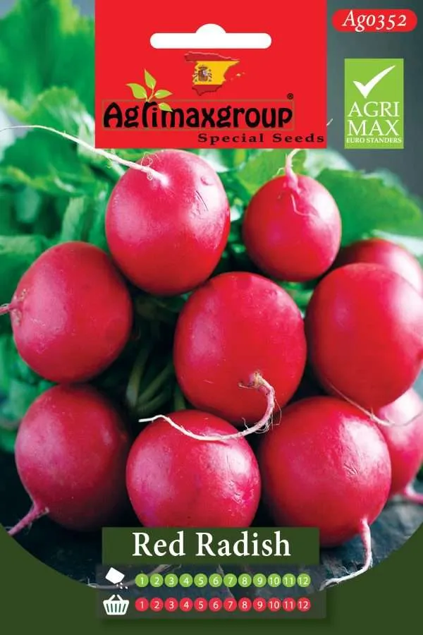 Agrimaxgroup Premium Red Radish Seeds (AG0352) – Fast-Growing Spanish Globe Variety for Indoor and Outdoor Home Gardening, 1-12 Month Year-Round Sowing & Harvest, Non-GMO Euro Standard
