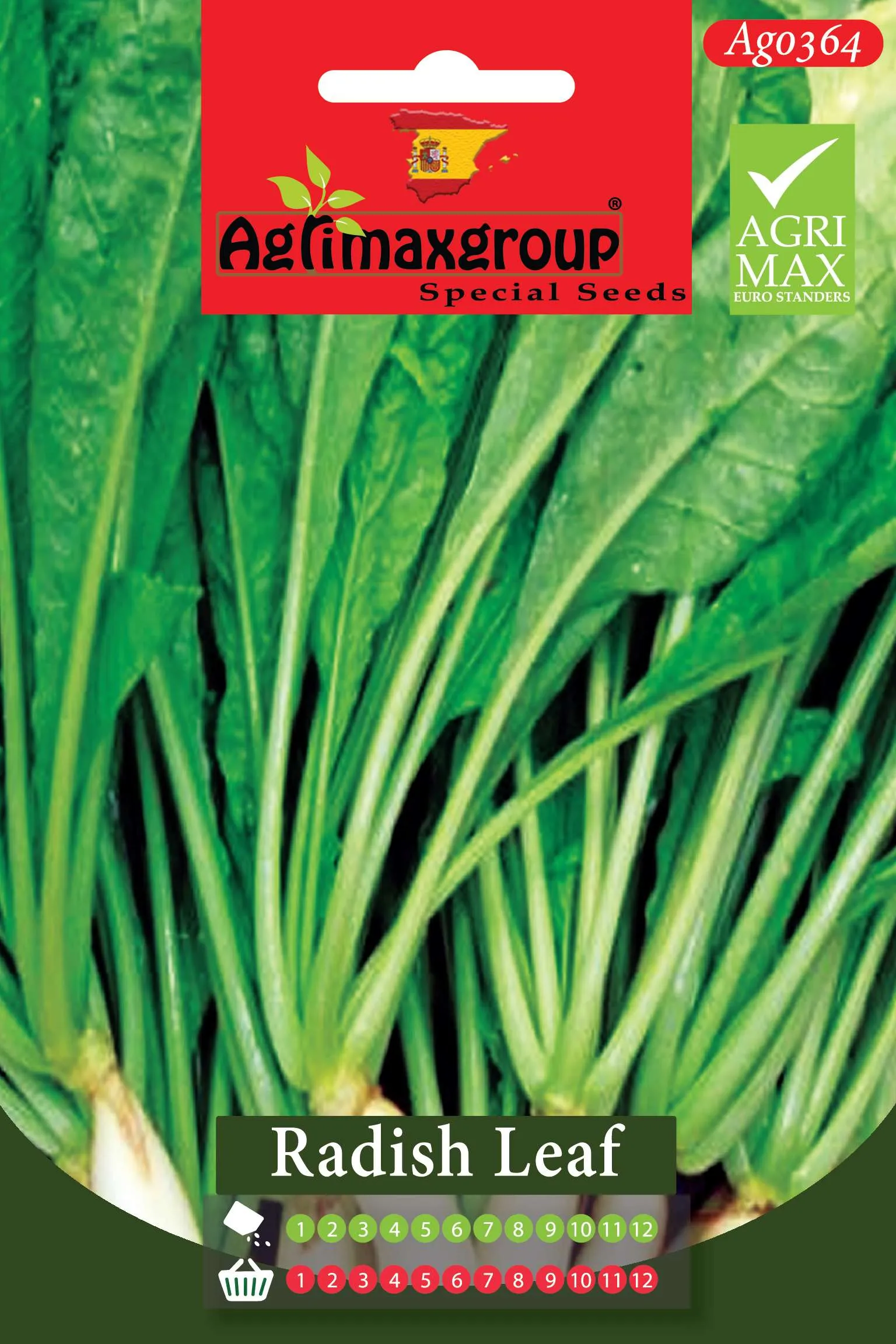 Agrimaxgroup Premium Radish Leaf Seeds (AG0364) – High-Yield Spanish Leafy Green Variety for Indoor and Outdoor Home Gardening, 1-12 Month Year-Round Sowing & Harvest, Non-GMO Euro Standard