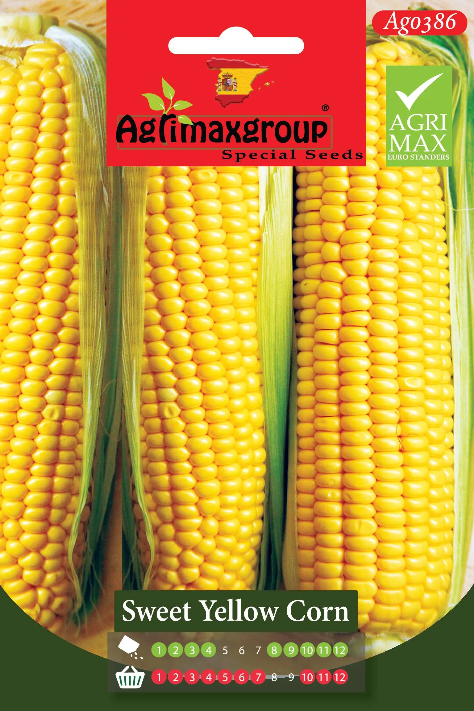 Agrimaxgroup Premium Sweet Yellow Corn Seeds (AG0386) – High-Yield Spanish Sweetcorn Seeds for Indoor and Outdoor Home Gardening, Seasonal Sowing & Harvest, Non-GMO Euro Standard