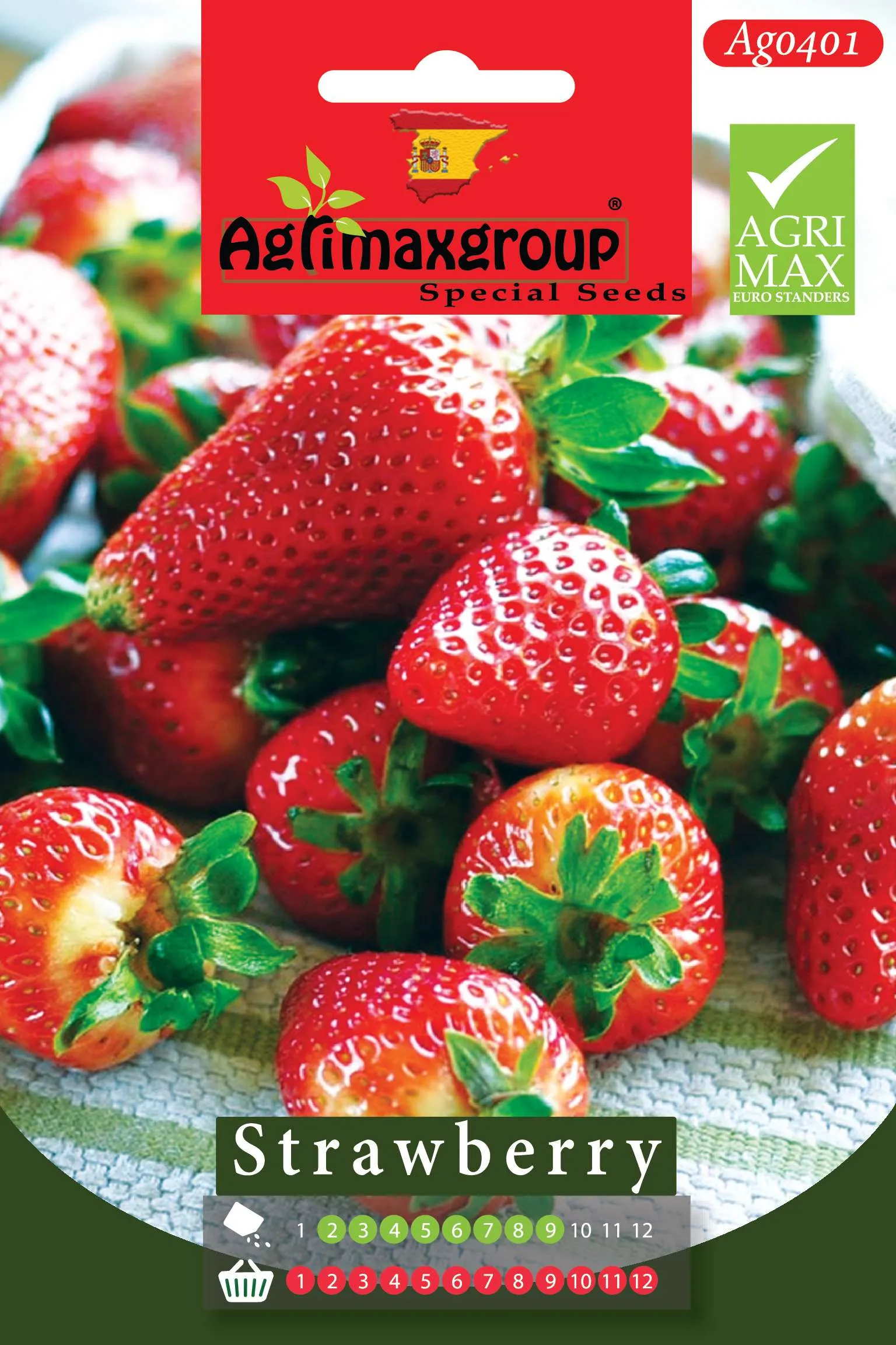 Agrimaxgroup Premium Strawberry Seeds (AG0401) – High-Yield Spanish Fragaria Variety for Indoor and Outdoor Home Gardening, Extended Sowing & Harvest Season, Non-GMO Euro Standard