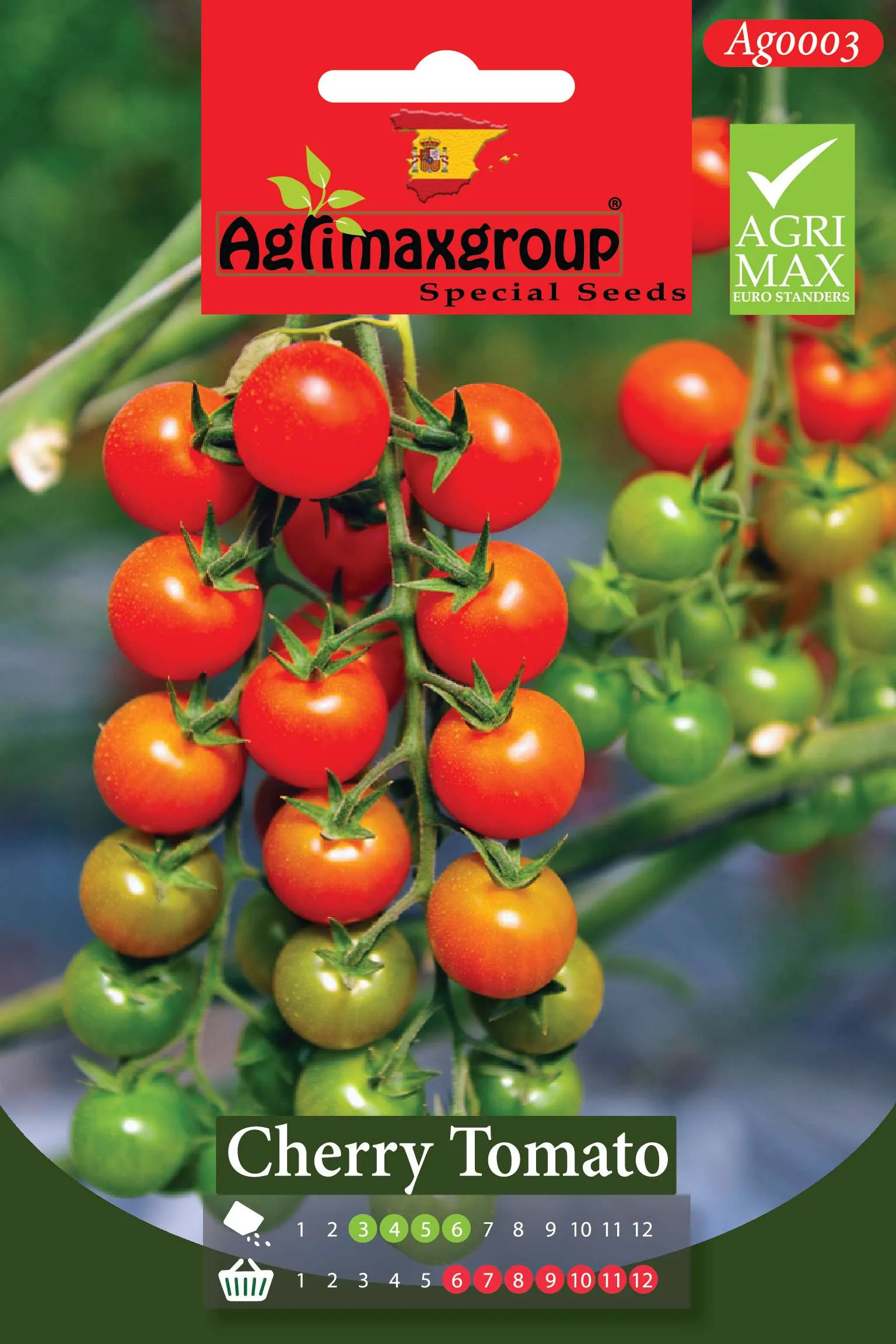 Agrimaxgroup Premium Cherry Tomato Seeds (AG0003) – High-Yield Spanish Small Vine Tomato Variety for Indoor and Outdoor Home Gardening, Seasonal Sowing & Harvest, Non-GMO Euro Standard