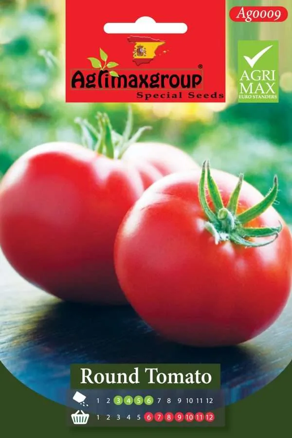 Agrimaxgroup Premium Round Tomato Seeds (AG0009) – High-Yield Spanish Salad Tomato Variety for Indoor and Outdoor Home Gardening, Seasonal Sowing & Harvest, Non-GMO Euro Standard