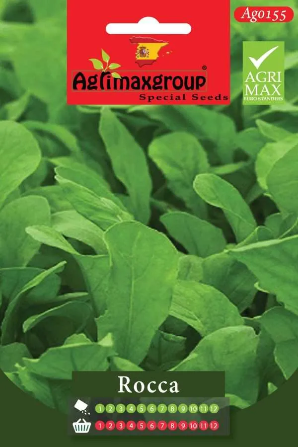 Agrimaxgroup Premium Rocca Seeds (AG0155) – Fast-Growing Spanish Arugula / Rocket Variety for Indoor and Outdoor Home Gardening, Year-Round Sowing & Harvest, Non-GMO Euro Standard