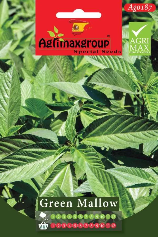 Agrimaxgroup Premium Green Mallow Seeds (AG0187) – High-Yield Spanish Molokhia Variety for Indoor and Outdoor Home Gardening, Year-Round Sowing & Harvest, Non-GMO Euro Standard