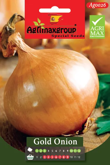 Agrimaxgroup Premium Gold Onion Seeds (AG0026) – High-Yield Spanish Yellow/Golden Variety for Indoor and Outdoor Home Gardening, Seasonal Sowing & Harvest, Non-GMO Euro Standard
