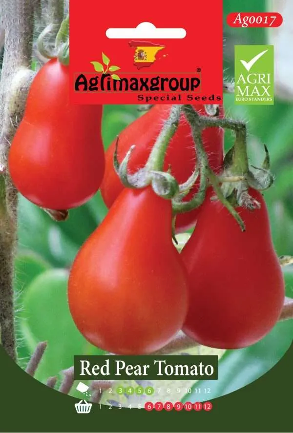 Agrimaxgroup Premium Red Pear Tomato Seeds (AG0017) – High-Yield Spanish Tear-Drop Cherry Variety for Indoor and Outdoor Home Gardening, Seasonal Sowing & Harvest, Non-GMO Euro Standard