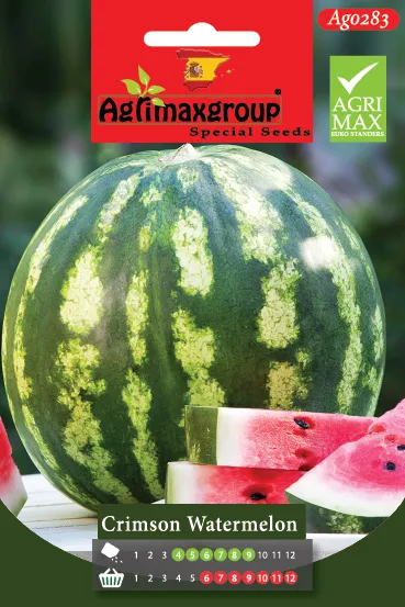 Agrimaxgroup Premium Crimson Sweet Watermelon Seeds (AG0283) – High-Yield Spanish Striped Variety for Indoor and Outdoor Home Gardening, Seasonal Sowing & Harvest, Non-GMO Euro Standard