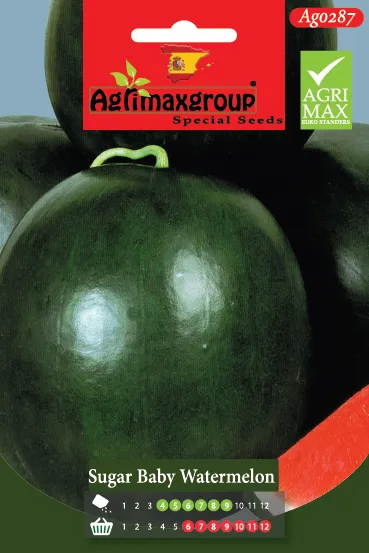 Agrimaxgroup Premium Sugar Baby Watermelon Seeds (AG0287) – High-Yield Spanish Personal-Size Variety for Indoor and Outdoor Home Gardening, Seasonal Sowing & Harvest, Non-GMO Euro Standard