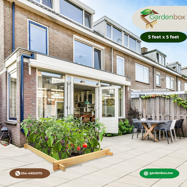 Yardlong 5 feet x 5 feet x 23 cm raised gardenbed. Ecofriendly Wooden Bed to grow vegetables, herbs, flowers Image