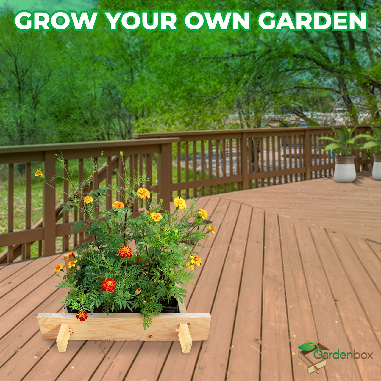 Puppy Gardenbed, 1 Foot x 1 Foot, White Wood Raised Garden Bed Outdoor, planter box for home gardening, starter kit to grow flowers, herbs, vegetables, succulent plants Image