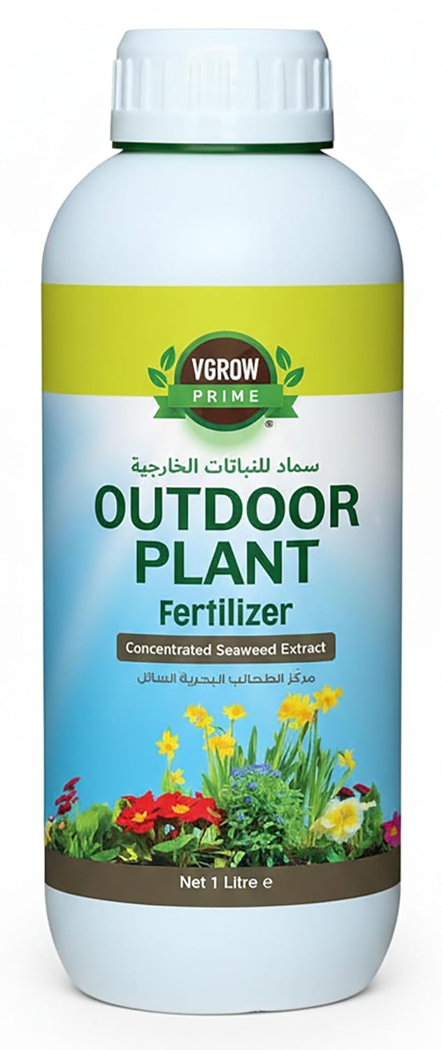 Vgrow Outdoor Plant Fertilizer - Liquid Seaweed Extract, Enriched with NPK, Organic Nutrients, and Essential Trace Elements - 1 Litre