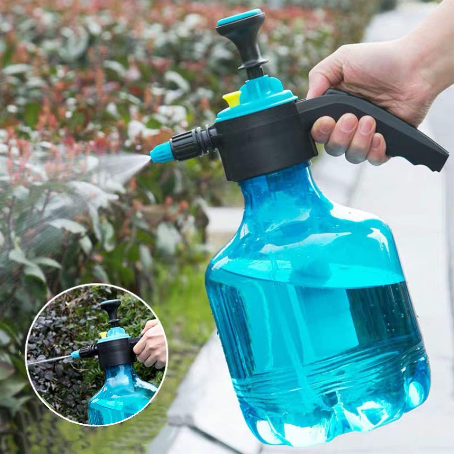 Portable 3L Handheld Pressure Water Sprayer, Garden Spray Bottle Kettle, Plant & Flower Watering Pressurized Sprayer, Household/Office Gardening Tools (Blue)
