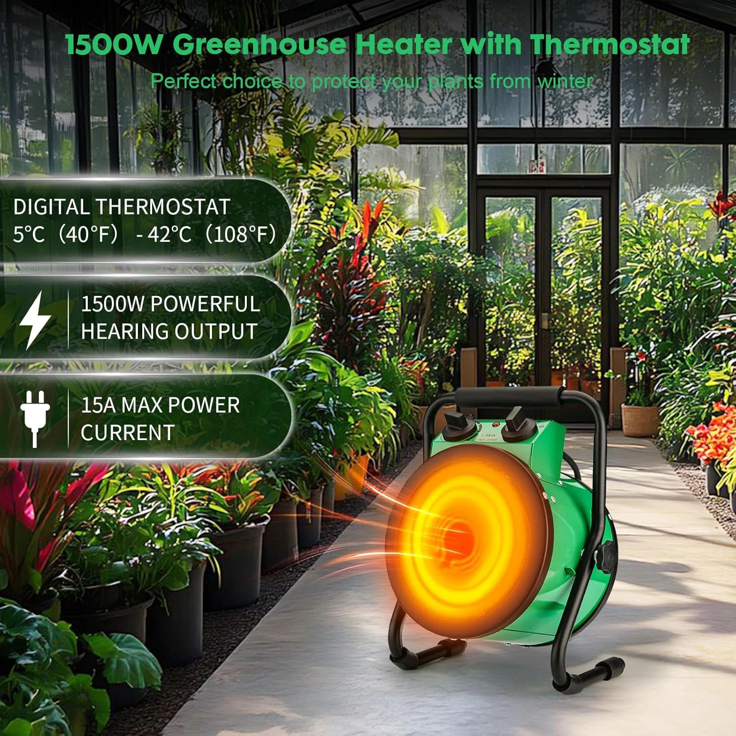 Industrial 5KW Electric Fan Heater with Thermostat, IPX4 Waterproof, Overheat Protection – Portable Heater for Workshop, Garage, Greenhouse & Home