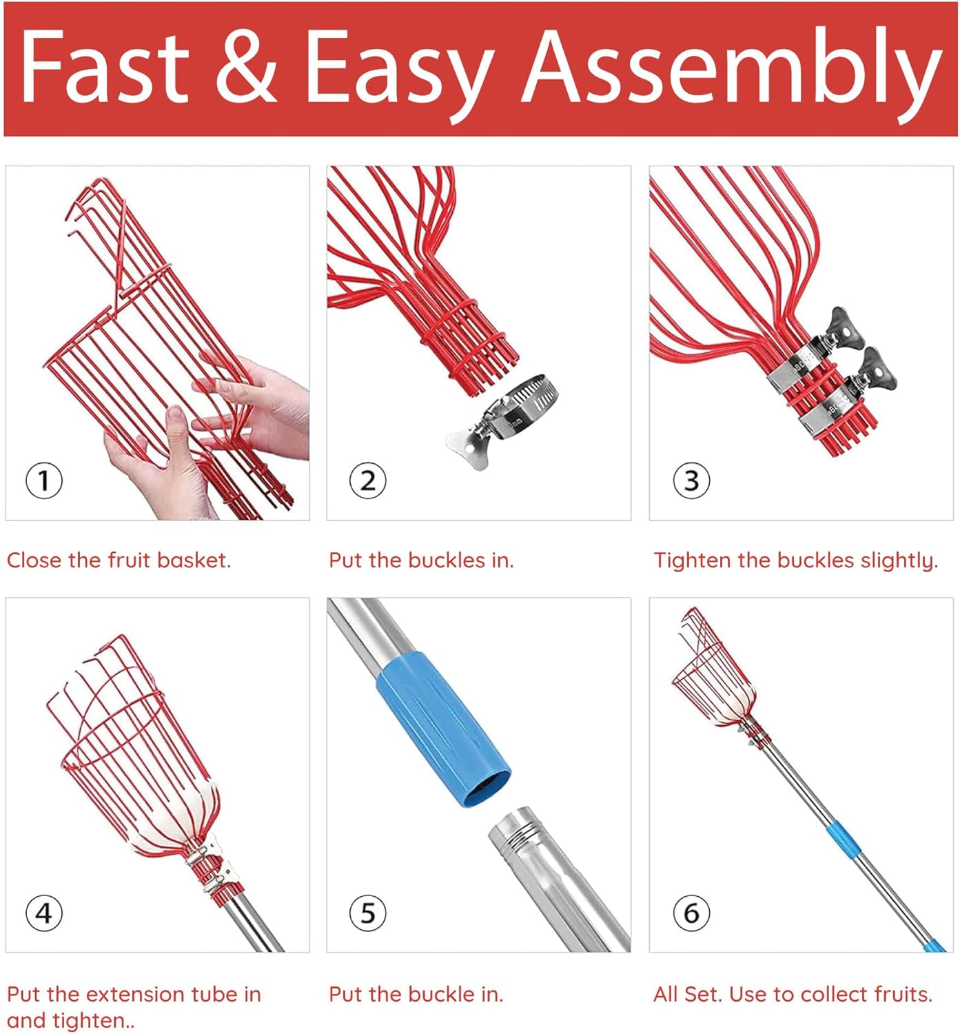 Fruit Picker Basket with Soft Cushion – Tree Fruit Harvester Tool for Apple, Pear, Peach, Mango, Avocado – (Pole Not Included)